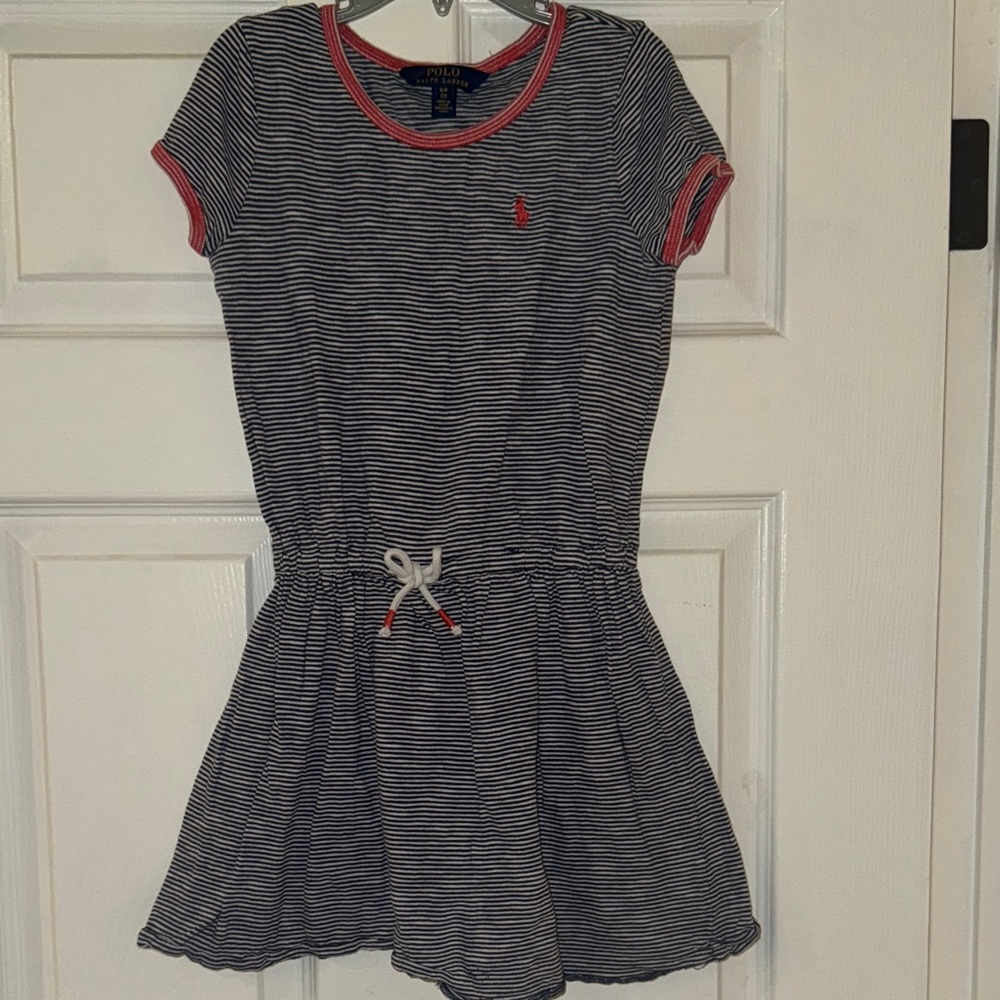 Ralph Lauren Polo sz 7 girls Striped Navy and Red Kids Dress